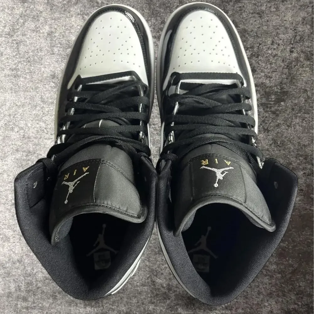 Nike Air Jordan 1 Mid SE Black White Metallic Silver Men’s Size 13 HV0789-010